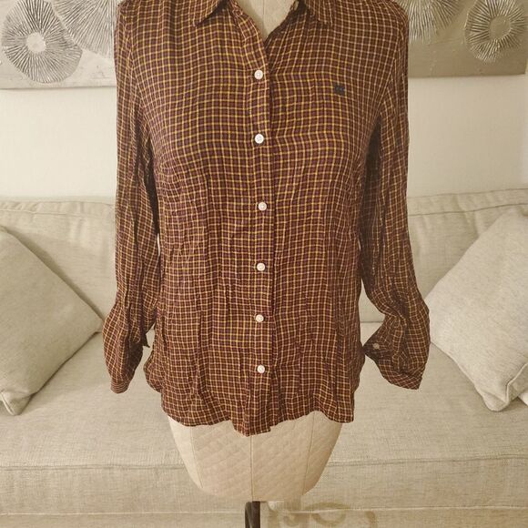 Tommy Hilfiger Plaid Utility Shirt size Small in Red/Yellow/Black - NEW - Picture 4 of 10